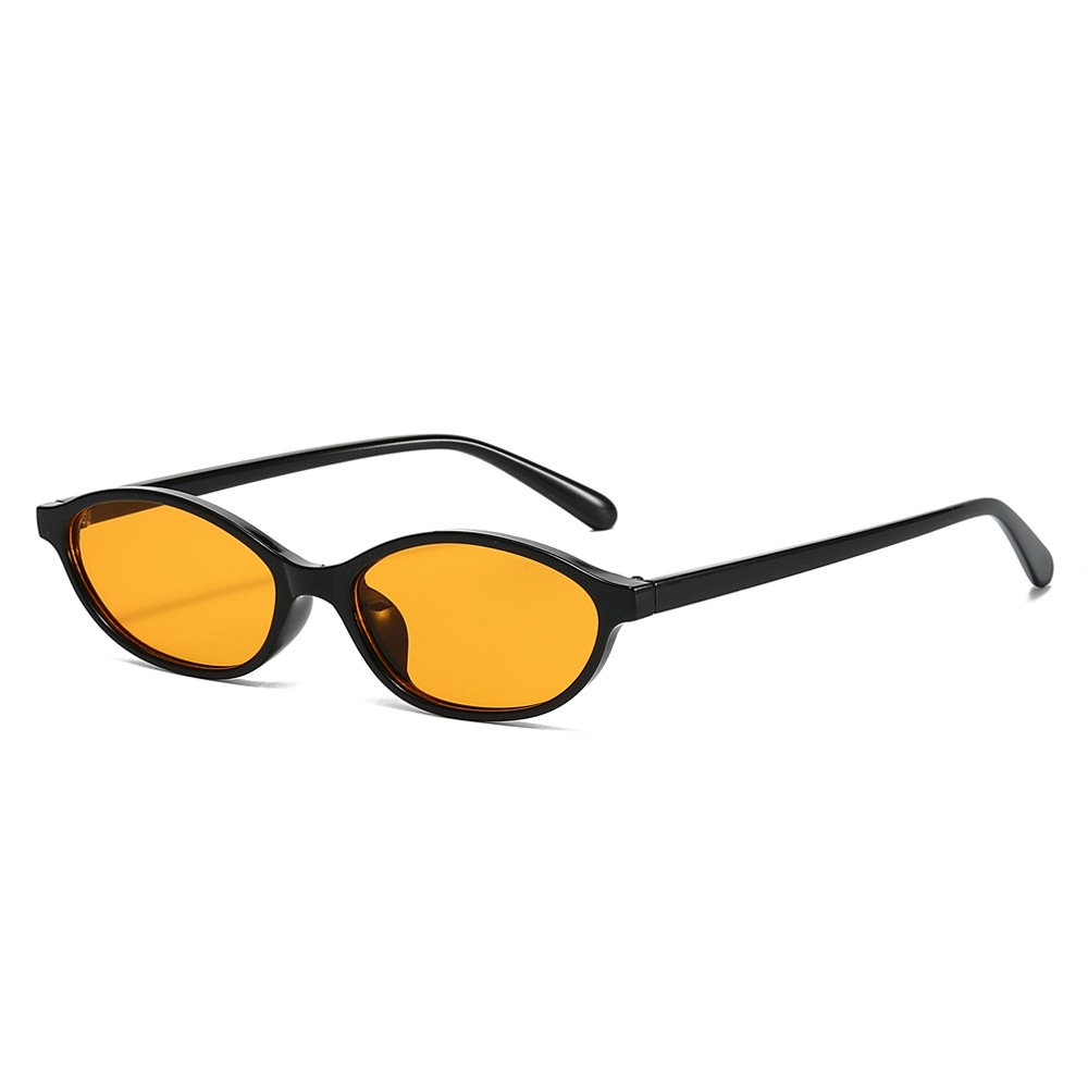 SKU-02-黑框橙黄片 NQ13137 Slim Oval Shades Trending Sunglasses - Image 1