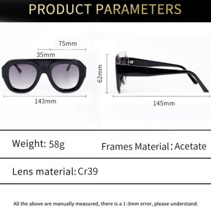 LB2410 Acetate Oversized Frame Sunglasses with CR-39 Lenses - Image 5
